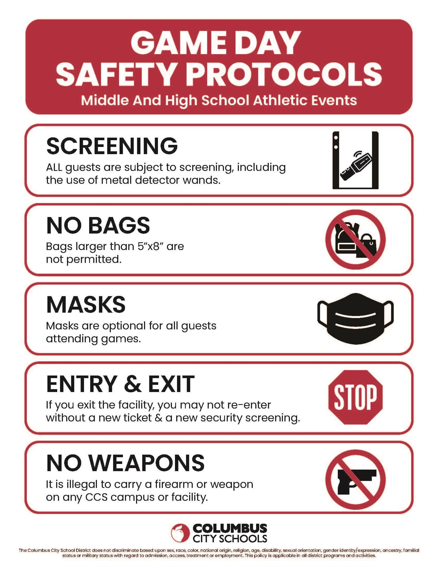 CCS Athletics Game Day Safety Protocols
